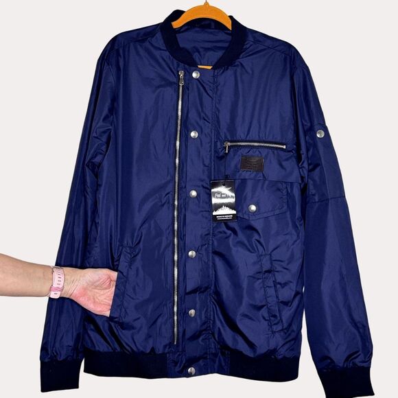 Feel & Fly Streetwear Mens Jacket Windbreaker Navy L NWT bv - Picture 2 of 8